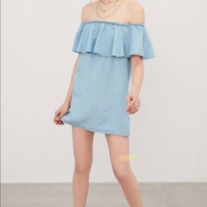 Urban Outfitters Denim Off The Shoulder Dress